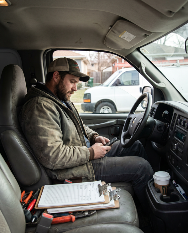 Busy small business owner checking posts on social media.