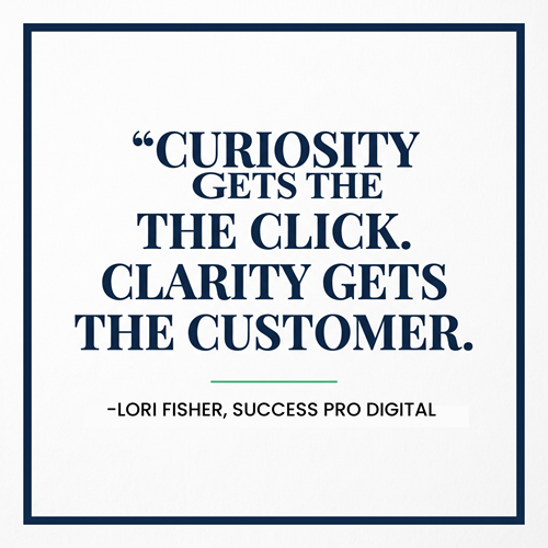 Curiosity gets the click quote by Lori Fisher of Success Pro Digital